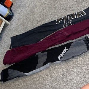 3 Pink brand leggings , all are size xs
